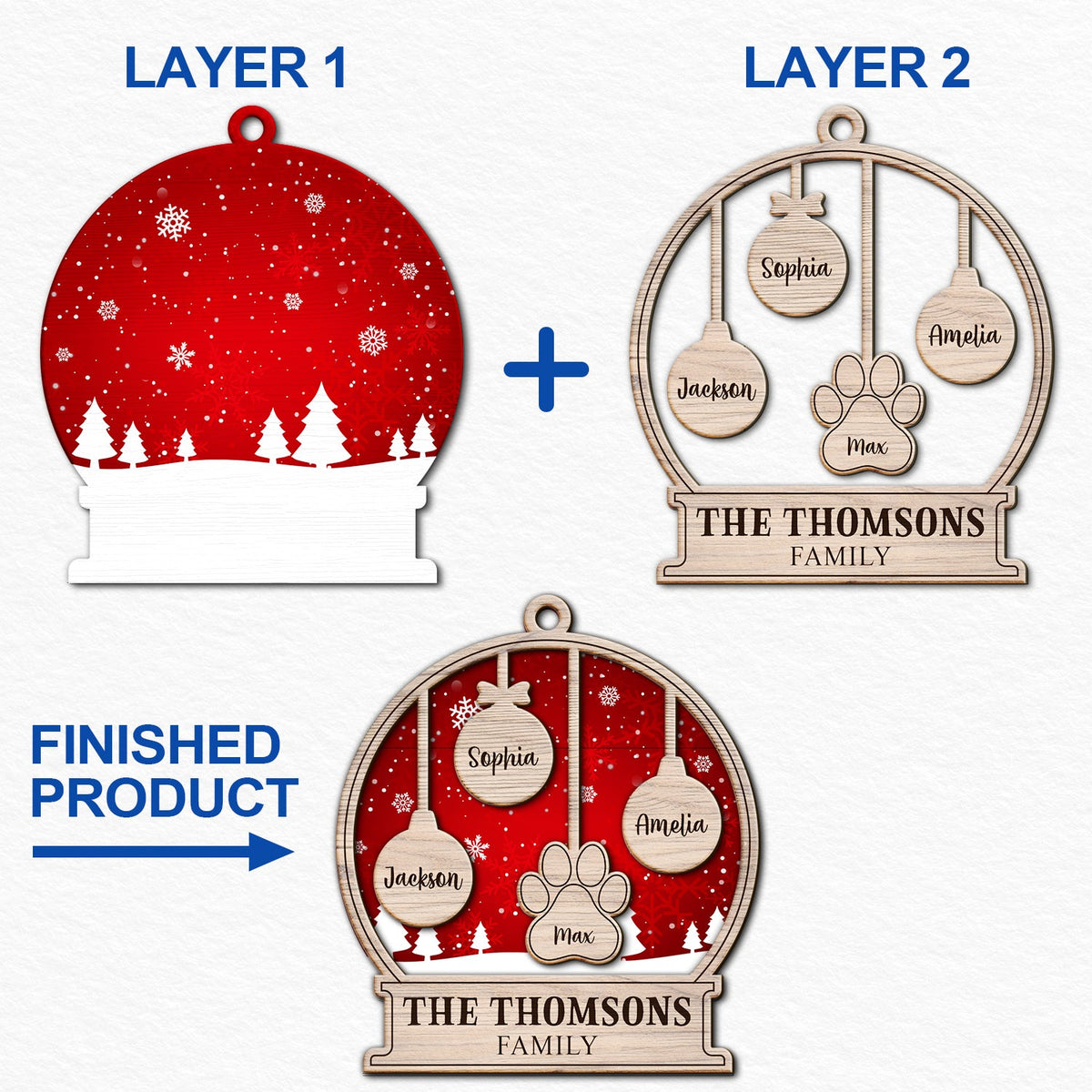 Our Family Kids Pet - Gift For Family, Parent - Personalized 2-Layered Wooden Ornament