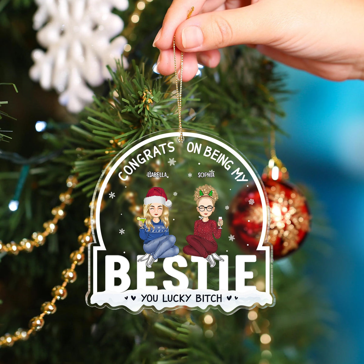 Christmas Congrats On Being My Bestie - Gift For Bestie - Personalized Custom Shaped Acrylic Ornament