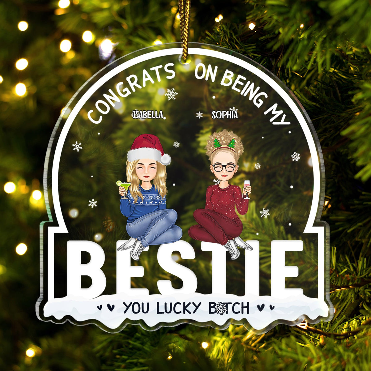 Christmas Congrats On Being My Bestie - Gift For Bestie - Personalized Custom Shaped Acrylic Ornament