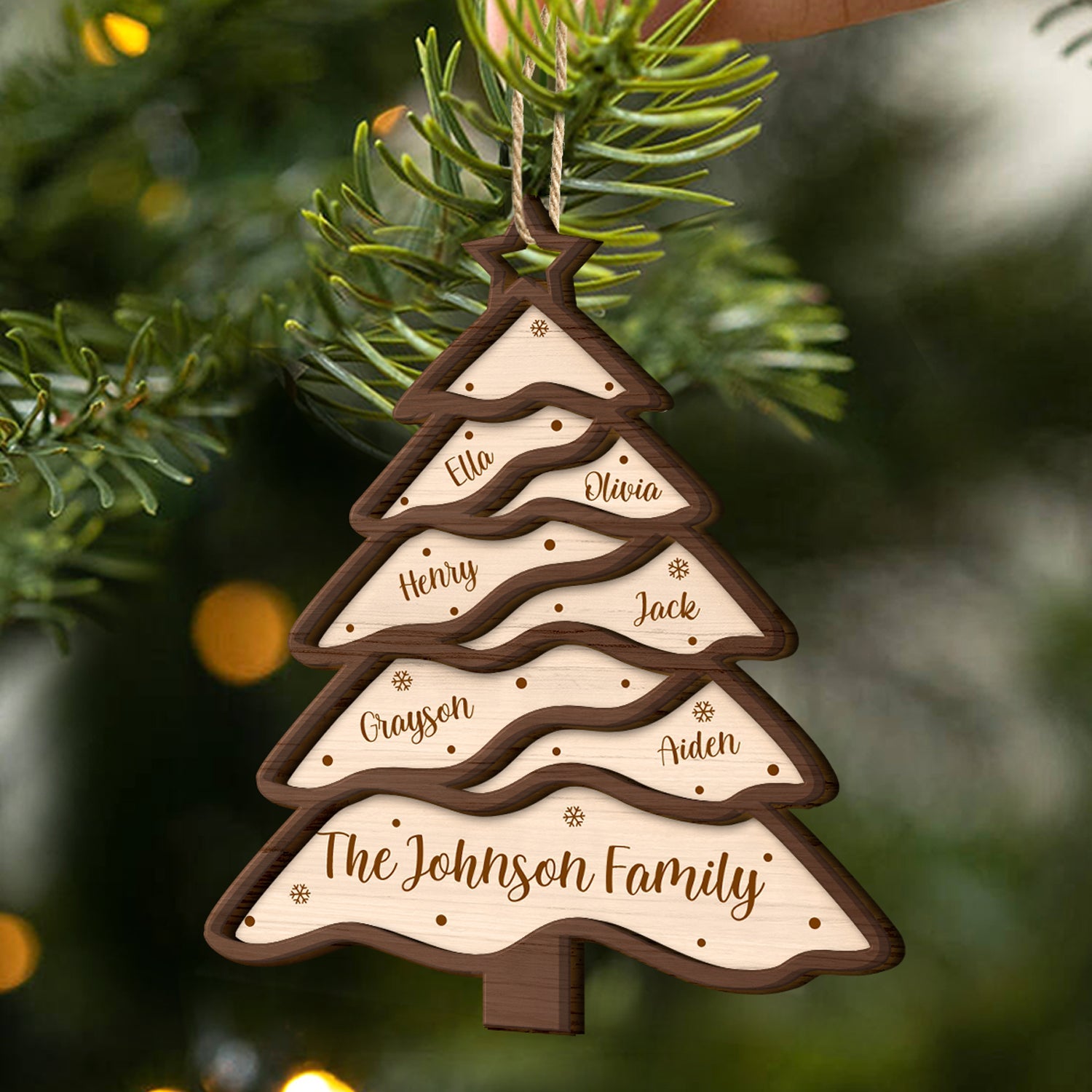 Family Tree - Christmas, Gift For Family - Personalized 2-Layered Wooden Ornament