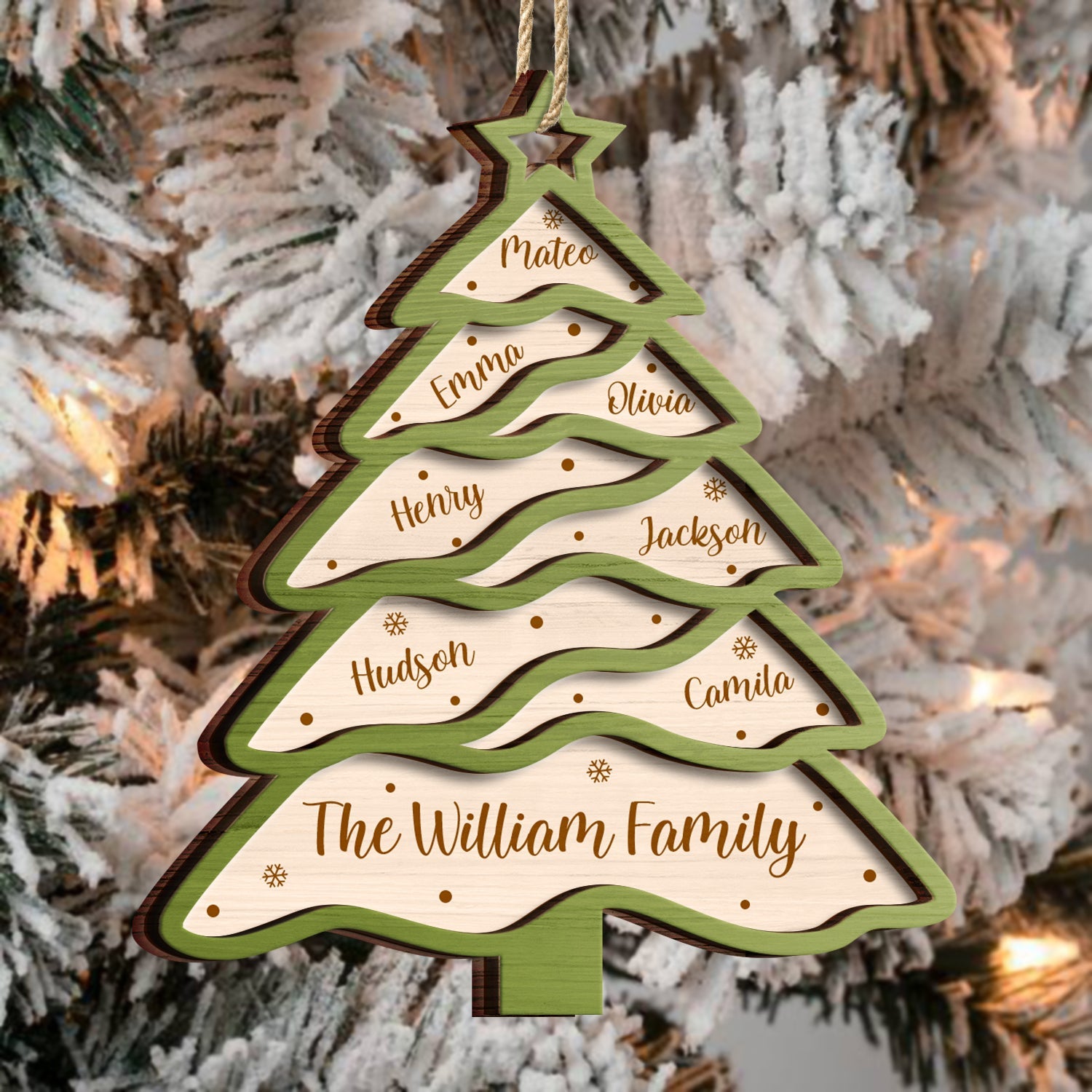 Family Tree - Christmas, Gift For Family - Personalized 2-Layered Wooden Ornament