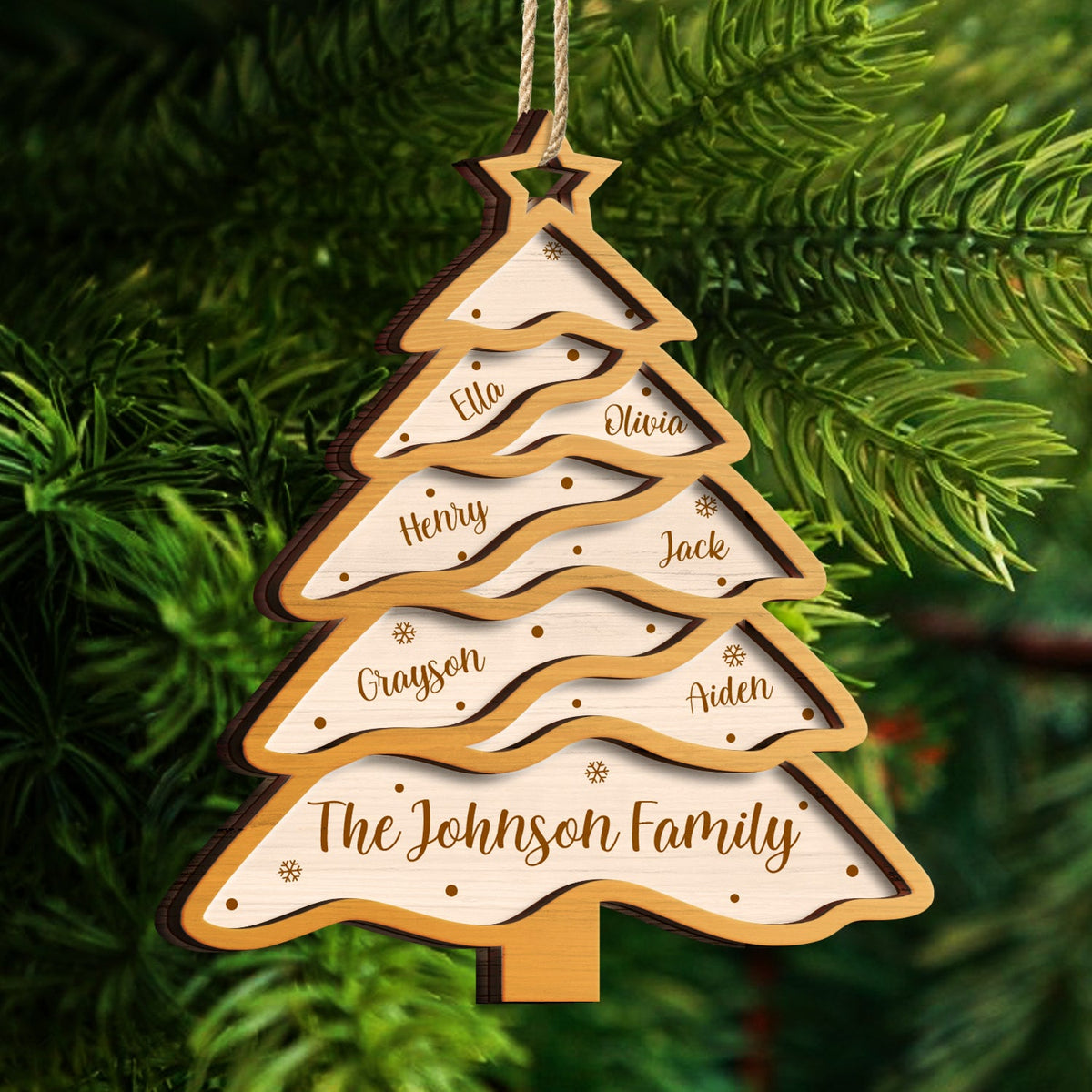 Family Tree - Christmas, Gift For Family - Personalized 2-Layered Wooden Ornament