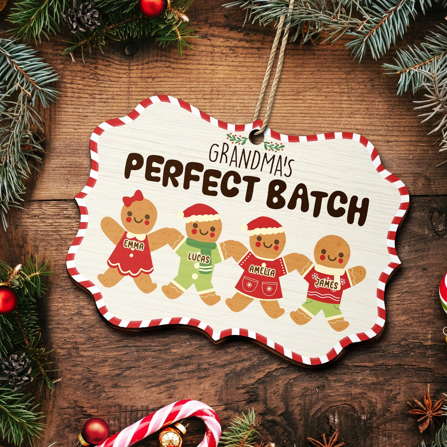 Grandma Grandpa Mom Dad Perfect Batch - Gift For Mom, Dad, Grandparents - Personalized Medallion Wooden Ornament