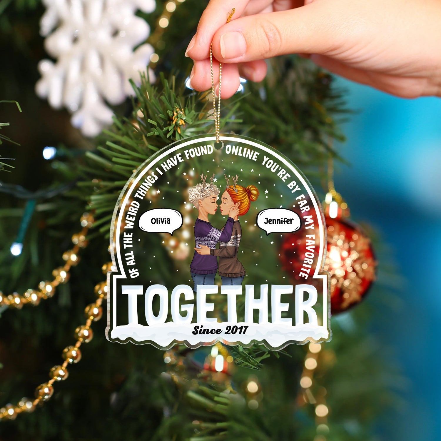 Christmas Couple You Are My Favorite By Far Online - Gift For Couples - Personalized Custom Shaped Acrylic Ornament