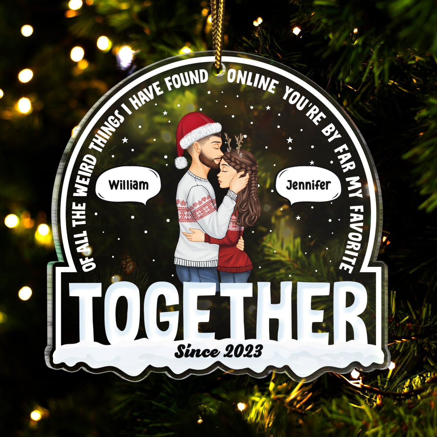 Christmas Couple You Are My Favorite By Far Online - Gift For Couples - Personalized Custom Shaped Acrylic Ornament