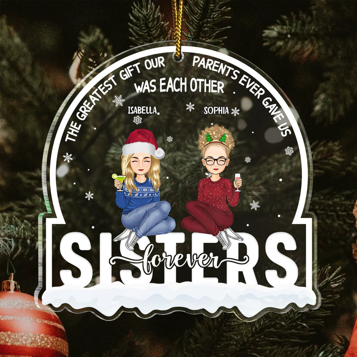 Christmas Siblings Forever The Greatest Gift Our Parents - Gift For Siblings - Personalized Custom Shaped Acrylic Ornament