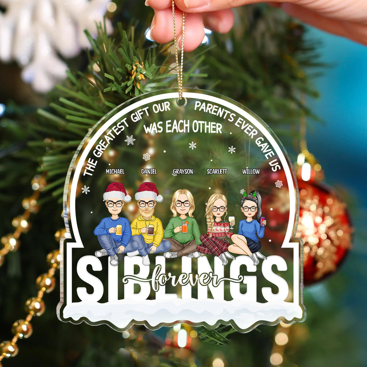 Christmas Siblings Forever The Greatest Gift Our Parents - Gift For Siblings - Personalized Custom Shaped Acrylic Ornament