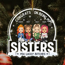 Christmas Chibi Congrats On Being My Sister Brother - Gift For Siblings - Personalized Custom Shaped Acrylic Ornament