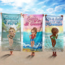 Tanned And Tipsy - Travel, Vacation Gift For Woman, Beach Lovers - Personalized Beach Towel