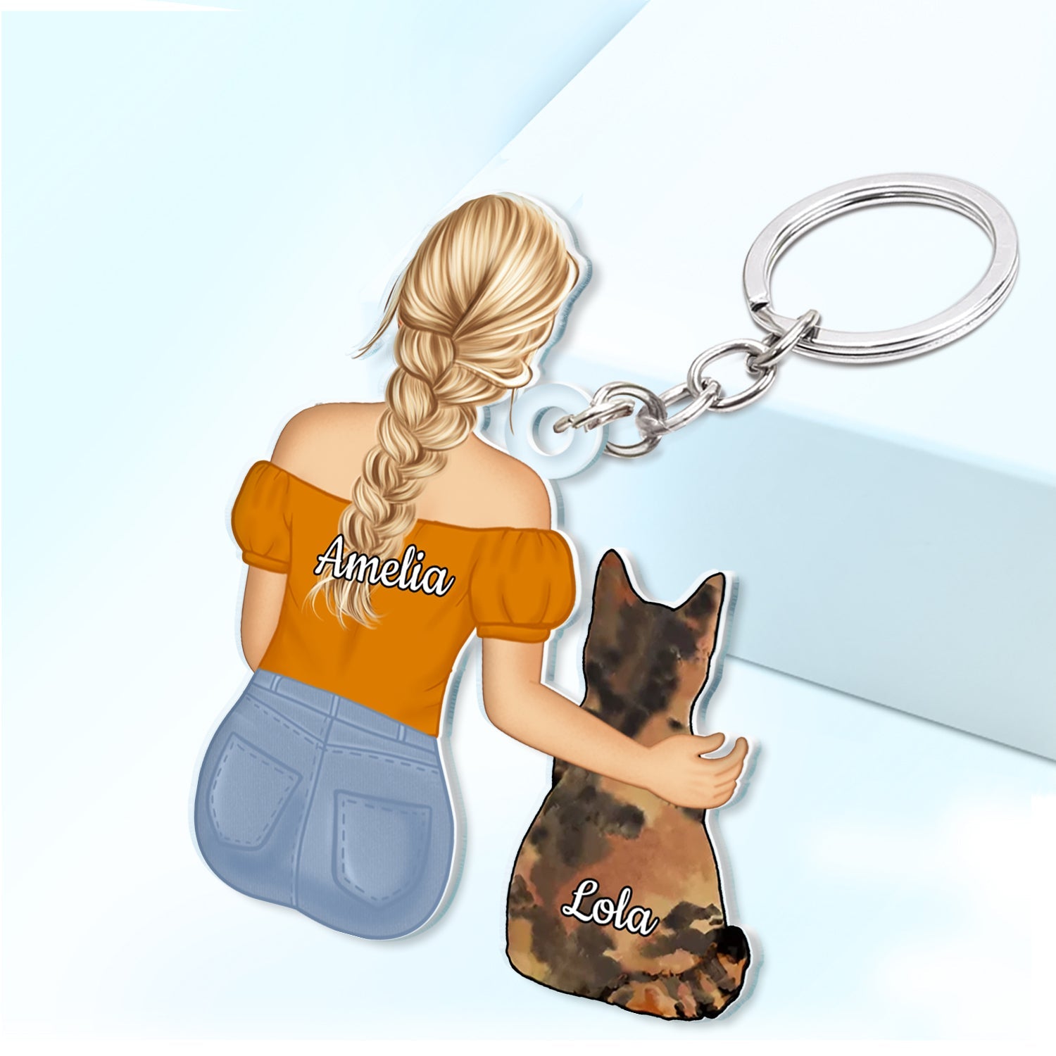 Hugging Pet - Gift For Dog Lovers, Cat Lovers - Personalized Cutout Acrylic Keychain