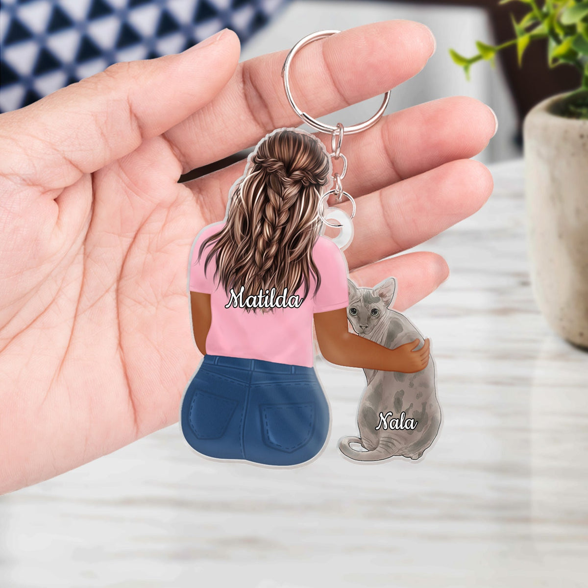 Hugging Pet - Gift For Dog Lovers, Cat Lovers - Personalized Cutout Acrylic Keychain