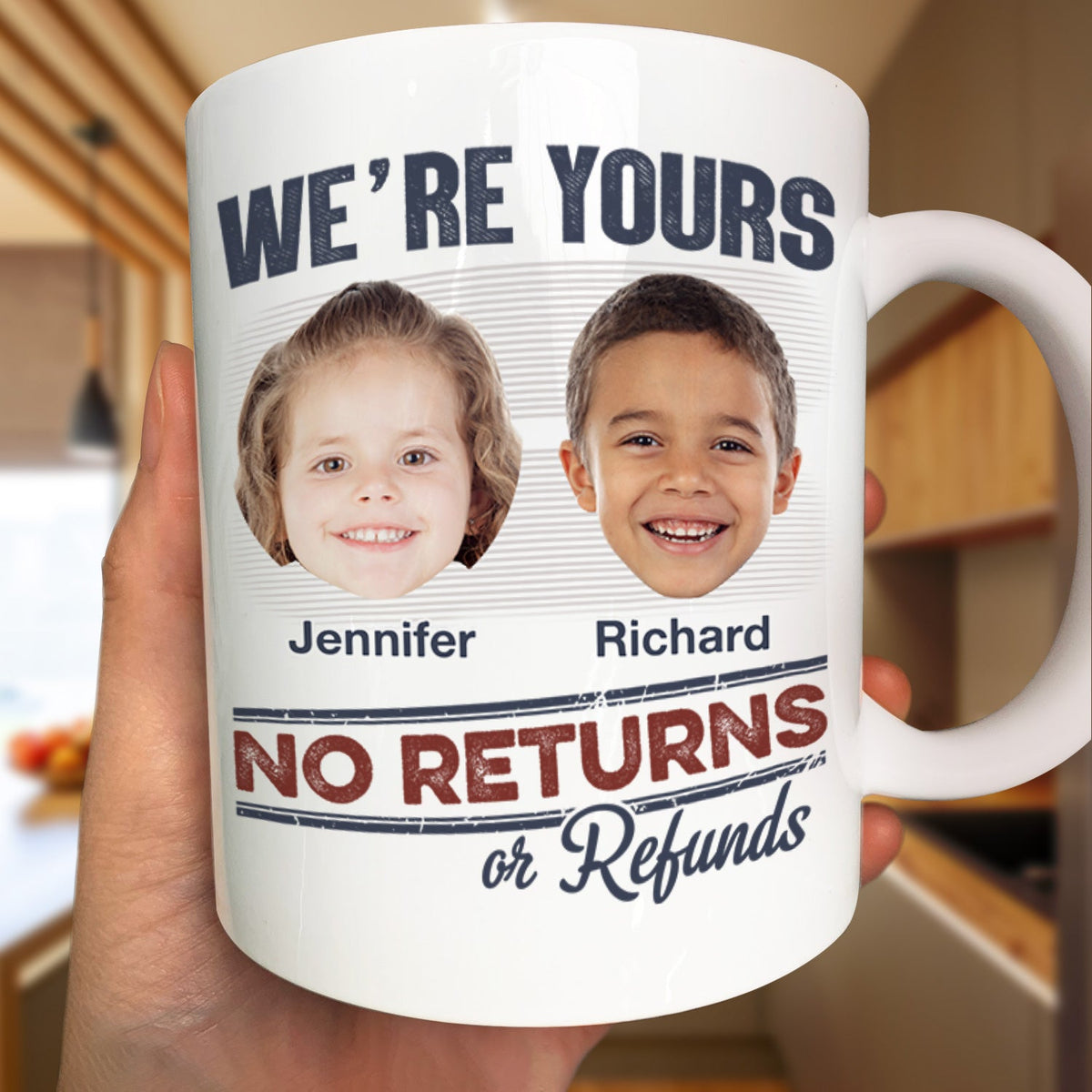 Custom Photo No Returns Or Refunds Grandkids - Gift For Dad, Mom, Grandma, Grandpa - Personalized Mug