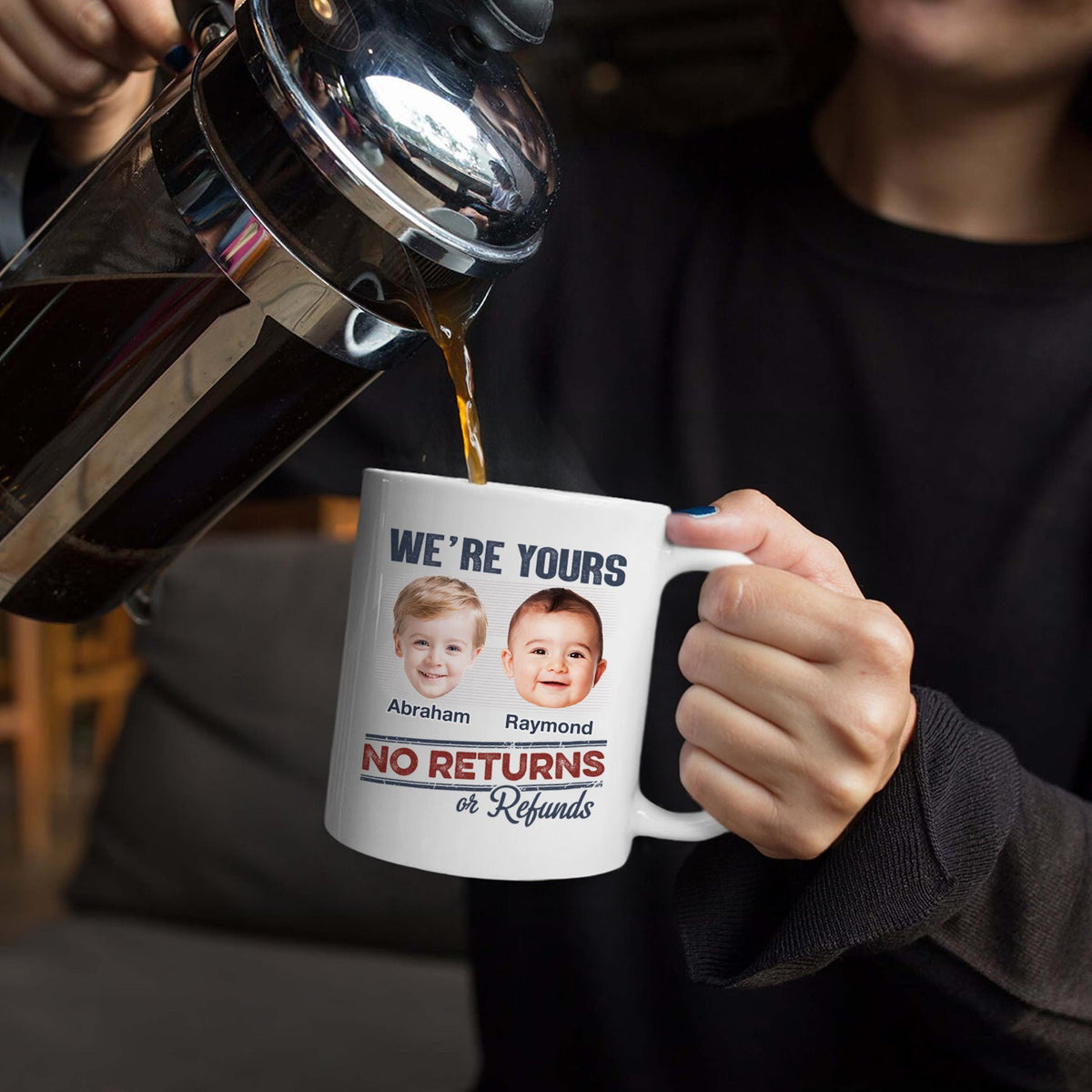 Custom Photo No Returns Or Refunds Grandkids - Gift For Dad, Mom, Grandma, Grandpa - Personalized Mug