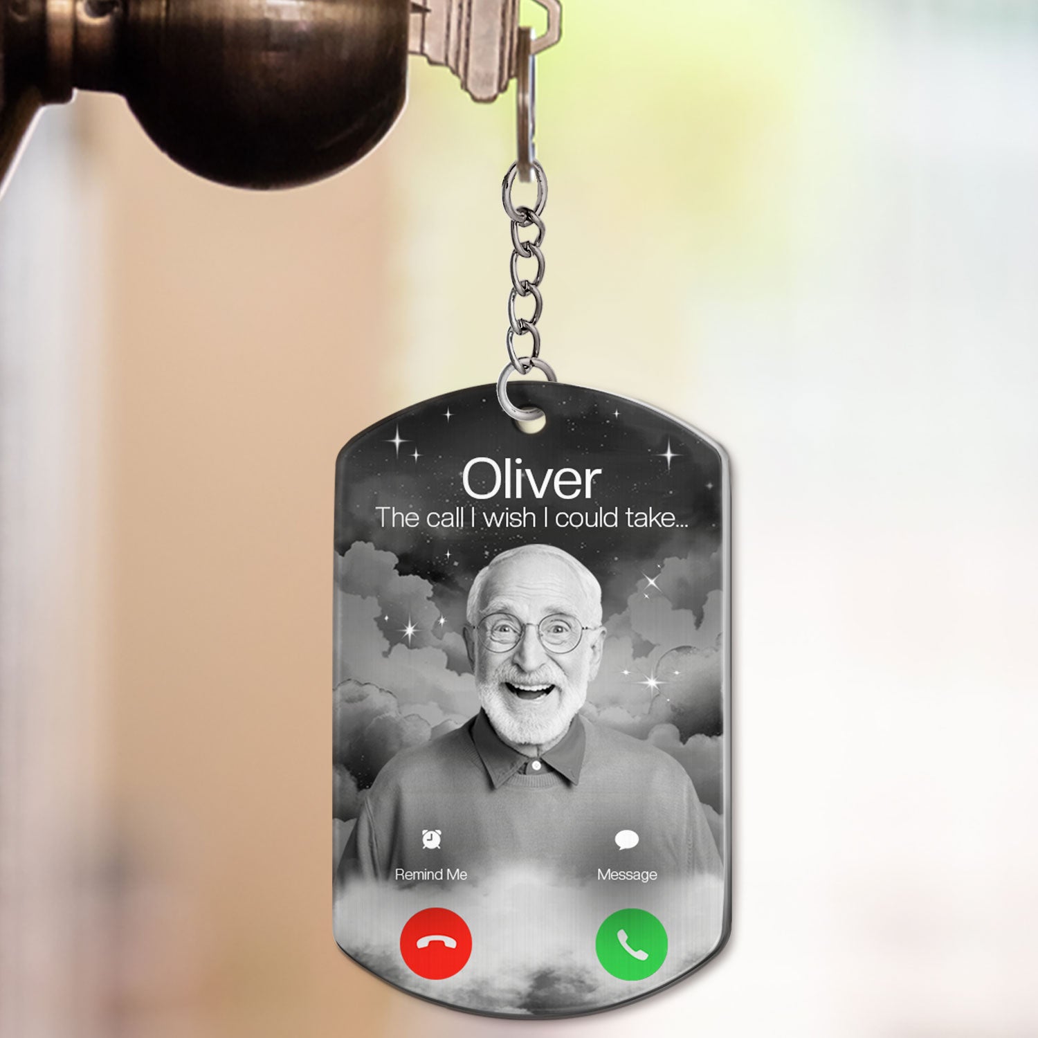 Custom Photo The Call I Wish - Memorial Gift For Family, Dad, Mom, Grandpa, Grandma - Personalized Aluminum Keychain