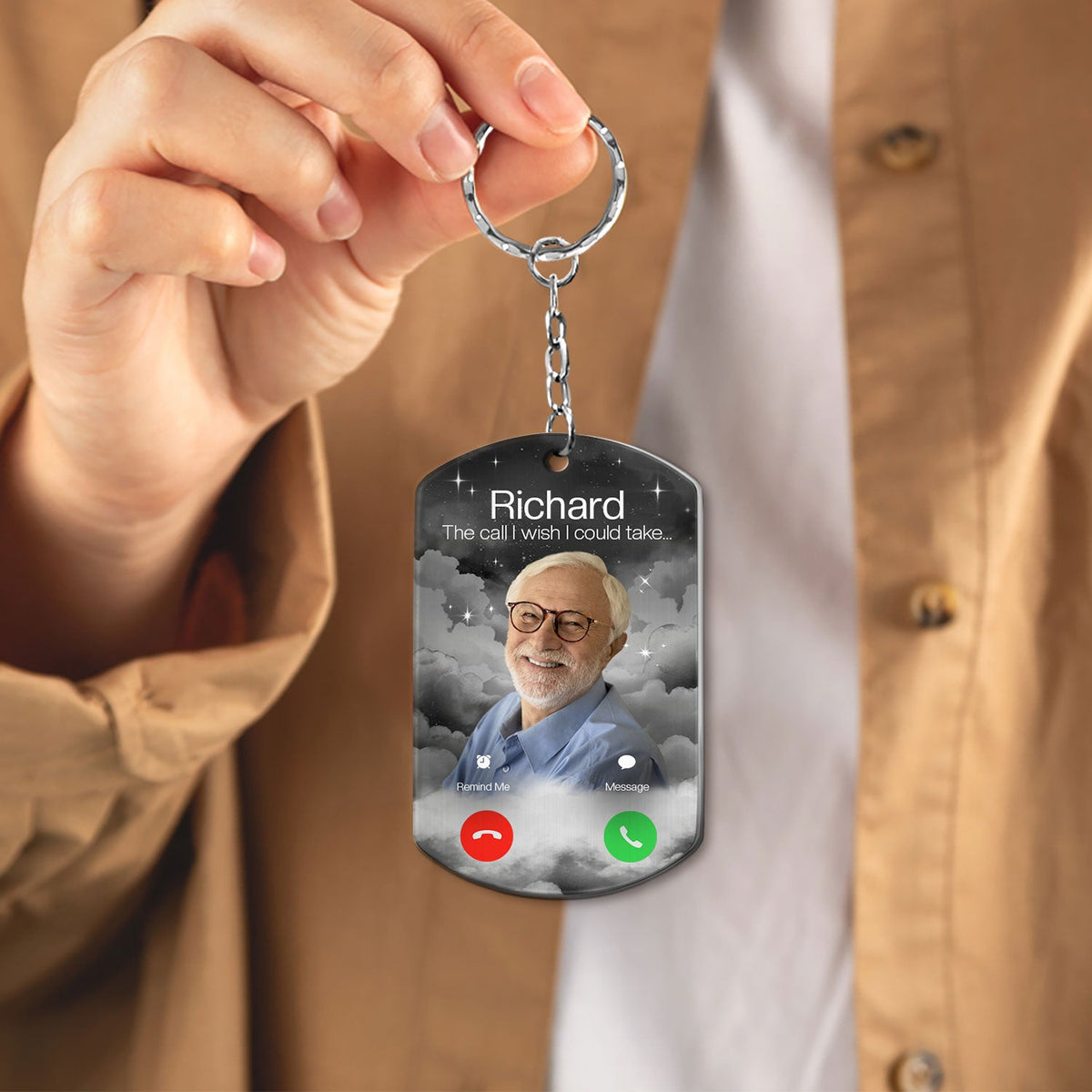 Custom Photo The Call I Wish - Memorial Gift For Family, Dad, Mom, Grandpa, Grandma - Personalized Aluminum Keychain