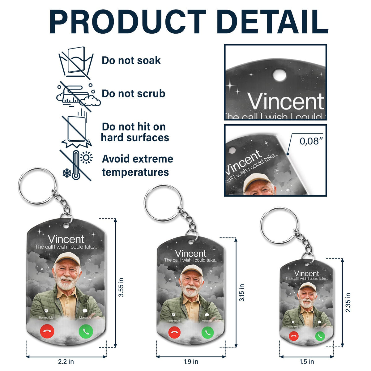 Custom Photo The Call I Wish - Memorial Gift For Family, Dad, Mom, Grandpa, Grandma - Personalized Aluminum Keychain