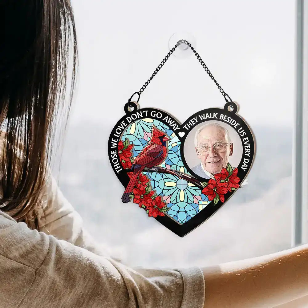 Custom Photo I'm Always With You Memorial Heart - Personalized Window Hanging Suncatcher Ornament