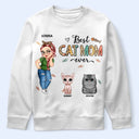 Best Cat Mom Ever Cartoon Woman - Personalized T Shirt