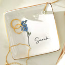 Birth Month Flowers Bloom Where You're Planted - Personalized Ring Dish