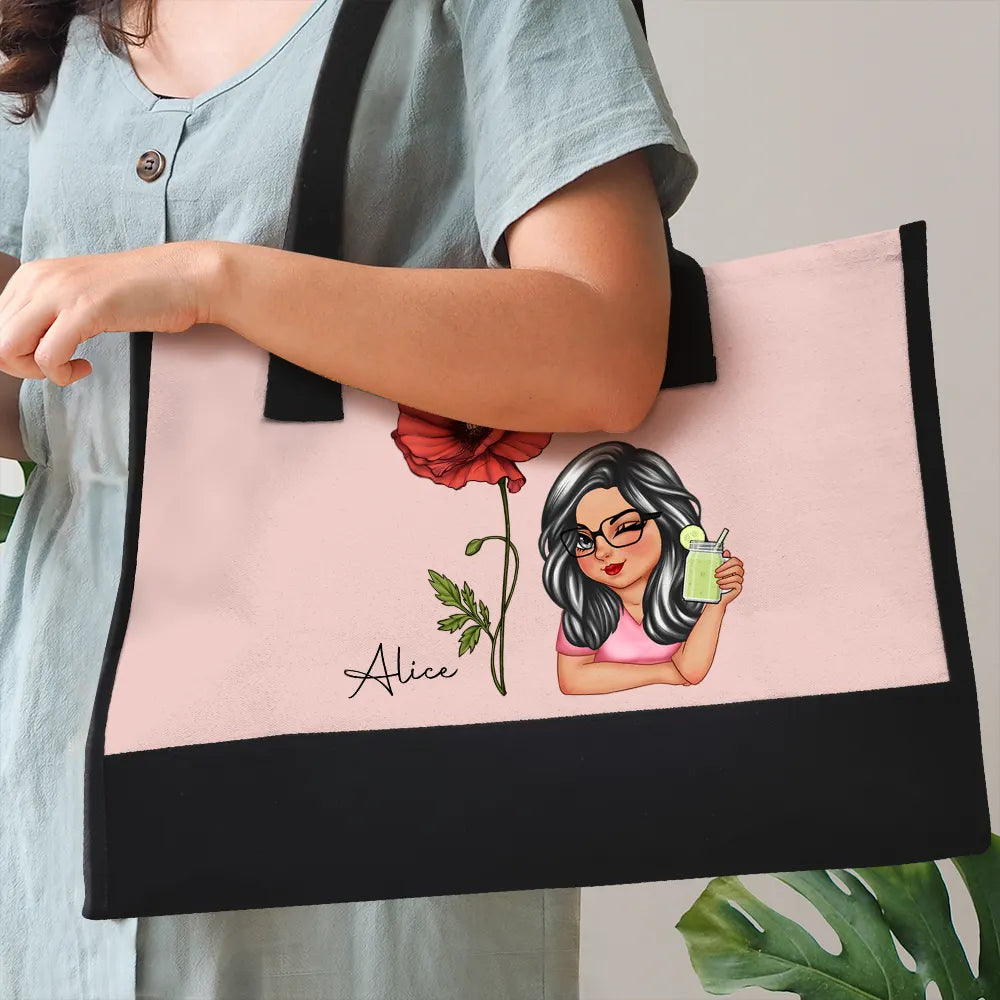 Birth Month Flowers Bloom Where You're Planted Women - Personalized Canvas Tote Bag