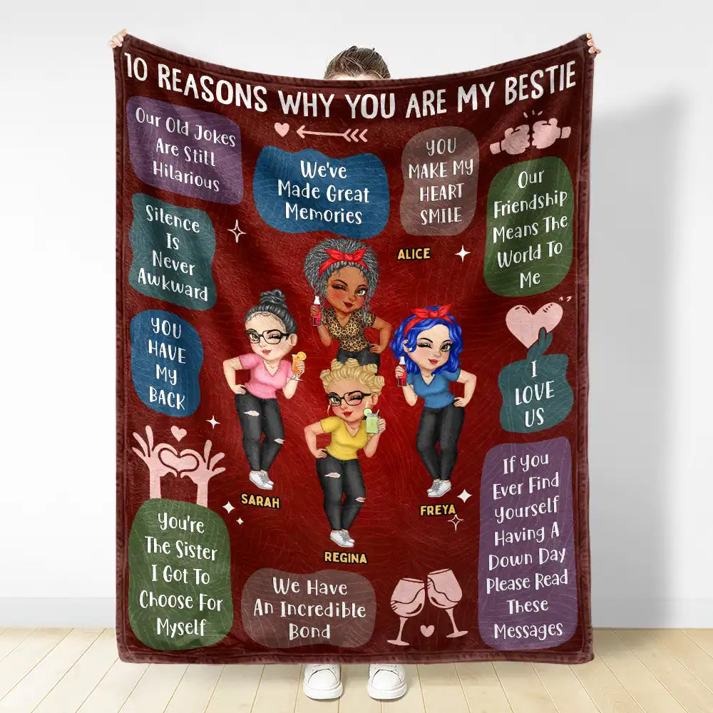 10 Reasons Why You Are My Bestie - Personalized Fleece Blanket, Sherpa Blanket