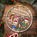 Our Friendship Is A True Blessing Christmas - Personalized Circle Glass Ornament