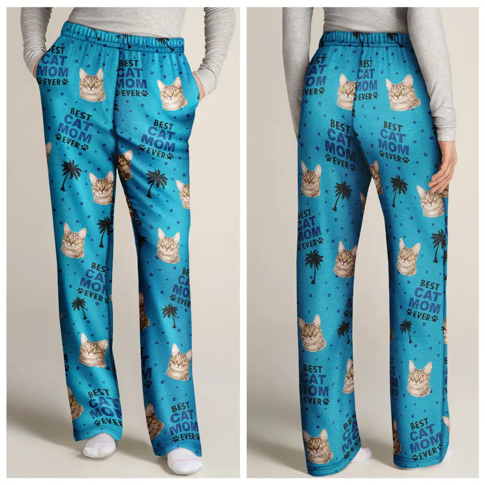 Christmas,Pet Lovers,Custom Photo,Happy,Dog Lovers,Cat Lovers - Custom Photo Best Pet Dad Pet Mom Ever - Personalized Pajama Pants