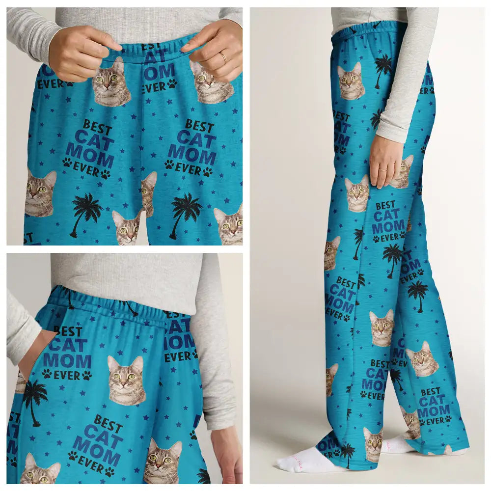 Christmas,Pet Lovers,Custom Photo,Happy,Dog Lovers,Cat Lovers - Custom Photo Best Pet Dad Pet Mom Ever - Personalized Pajama Pants