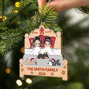 Christmas Family Lying On The Bed - Personalized Custom Shaped Wooden Ornament