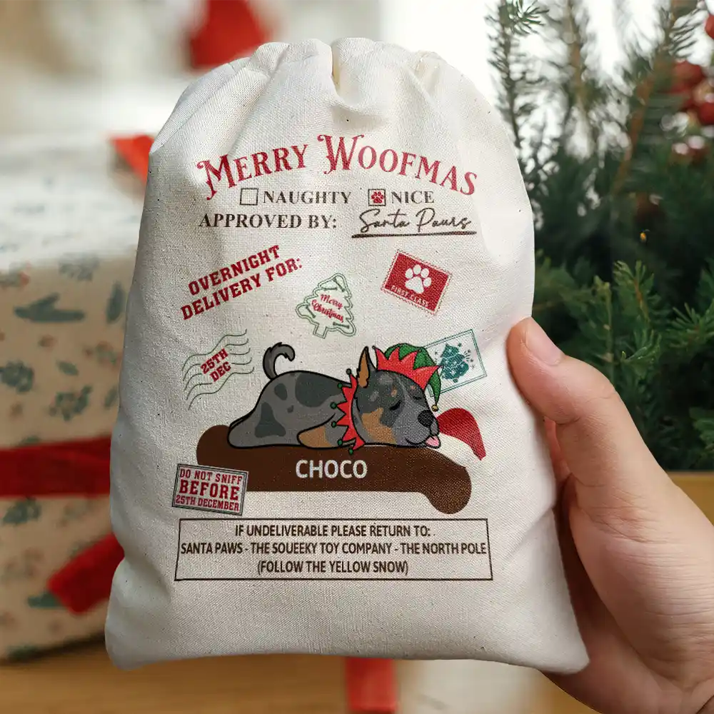 Christmas Lying Dog Merry Woofmas - Personalized Favor Bag