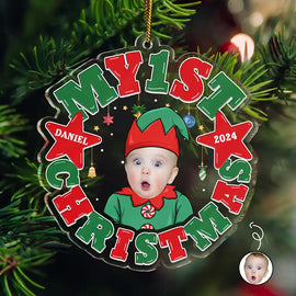 Custom Photo My First Christmas - Personalized Custom Shaped Acrylic Ornament