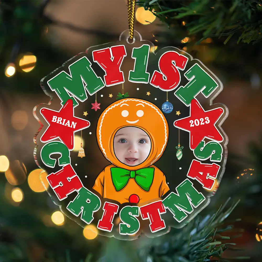 Custom Photo My First Christmas - Personalized Custom Shaped Acrylic Ornament