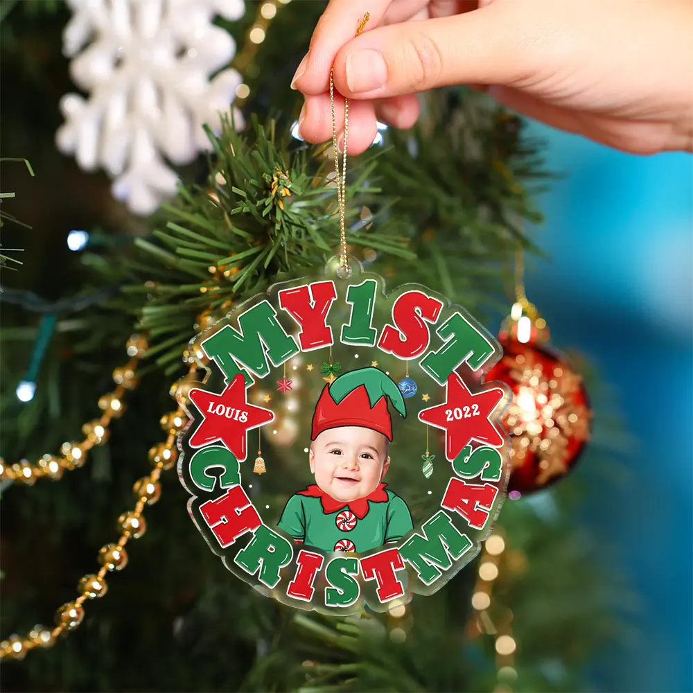 Custom Photo My First Christmas - Personalized Custom Shaped Acrylic Ornament