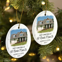 Custom Photo First Christmas At New Home Couple Family - Personalized Circle Ceramic Ornament