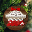 First Christmas As A Family Of Four Stocking Family - Personalized 2-Layered Wooden Ornament