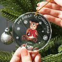 Custom Photo Baby's First Christmas Costumes - Personalized Circle Glass Ornament