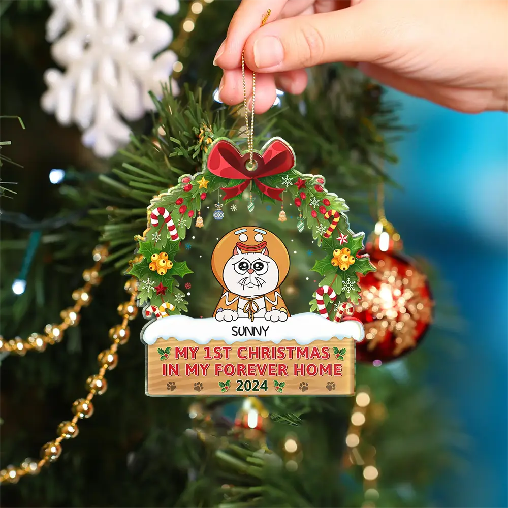 Pet Lovers - My 1st Christmas In My Forever Home Funny Pet - Personalized Custom Shaped Acrylic Ornament