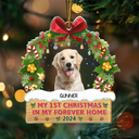 Christmas,Pet Lovers,Dog Lovers,Dog Dad,Dog Mom,Happy,Custom Photo - Custom Photo My 1st Christmas In My Forever Home - Personalized Custom Shaped Acrylic Ornament