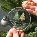 Gift For Couples - Christmas Tree First Christmas Married - Personalized Circle Glass Ornament