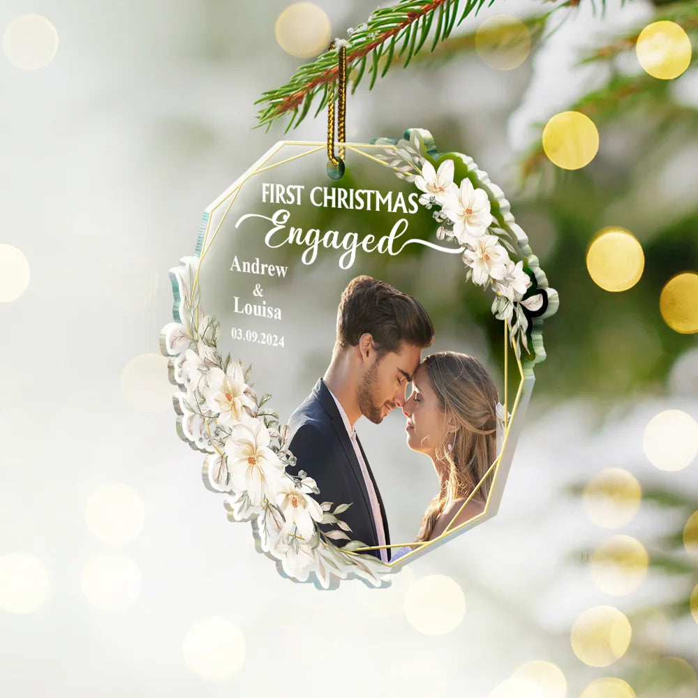 Gift For Couples - Custom Photo First Christmas Married - Personalized Custom Shaped Acrylic Ornament