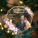 Gift For Couples - Custom Photo First Christmas Married - Personalized Custom Shaped Acrylic Ornament