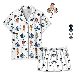 Gift For Father, Gift For Grandpa, Gift For Mother - Custom Photo Best Dad Grandpa Ever - Personalized Short Pajamas Set