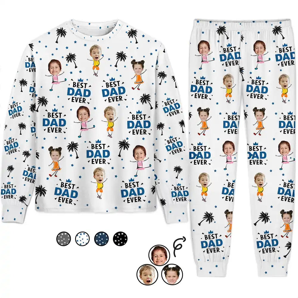 Gift For Father, Gift For Grandpa, Gift For Mother - Custom Photo Best Dad Grandpa Ever - Personalized Unisex Pajamas Set