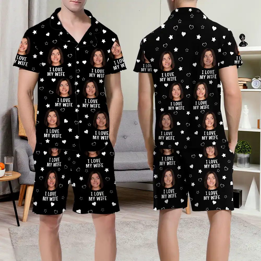 Gift For Couples - Custom Photo Funny I Love My Lover - Personalized Short Pajamas Set