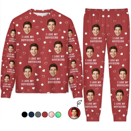 Gift For Couples, Gift For Husband, Gift For Wife, Gift For Boyfriend, Gift For Girlfriend - Custom Photo Funny I Love My Lover - Personalized Unisex Pajamas Set