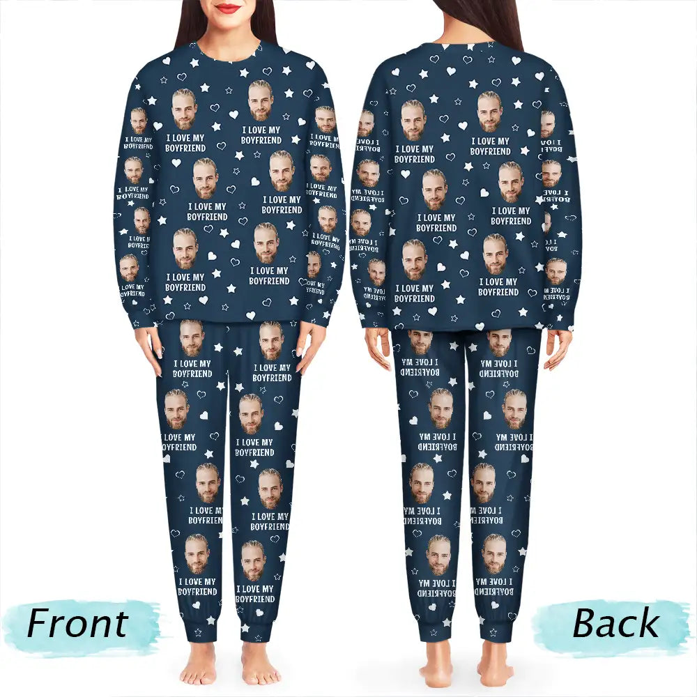 Gift For Couples, Gift For Husband, Gift For Wife, Gift For Boyfriend, Gift For Girlfriend - Custom Photo Funny I Love My Lover - Personalized Unisex Pajamas Set