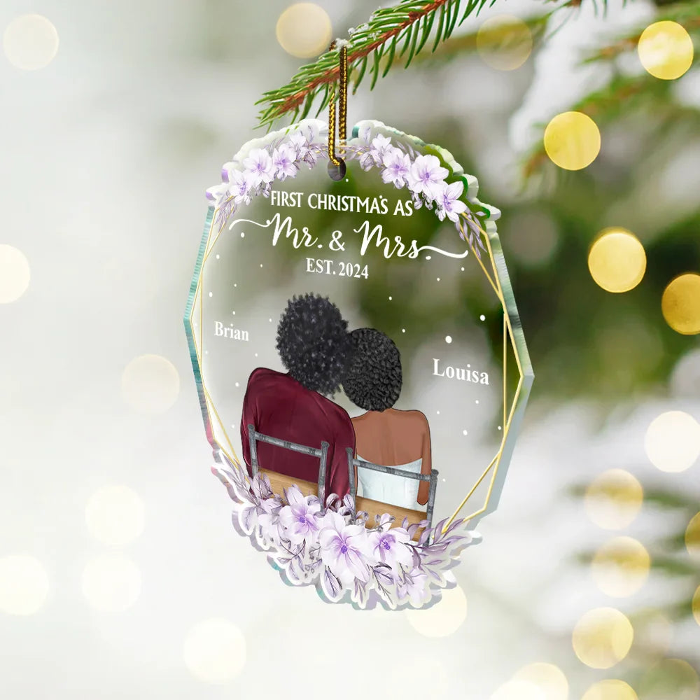 Gift For Couples - Our First Christmas Married Couples - Personalized Custom Shaped Acrylic Ornament