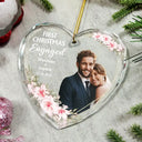 Gift For Couples, Gift For Husband, Gift For Wife, Wedding - Custom Photo First Christmas Married - Personalized Glass Ornament