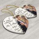 Wedding, Gift For Couples, Gift For Husband, Gift For Wife, Gift For Boyfriend, Gift For Girlfriend - Custom Photo First Christmas Married - Personalized Heart Ceramic Ornament