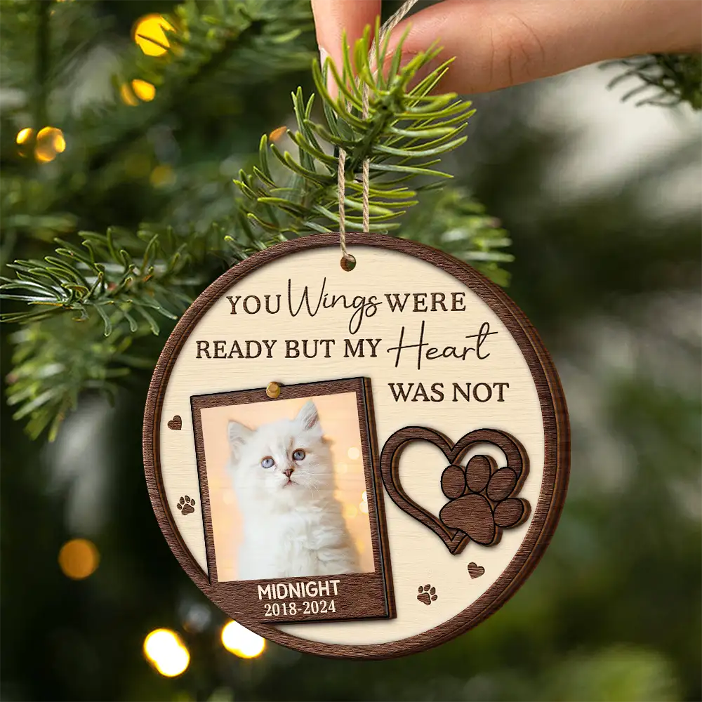 Pet Lovers, Dog Lovers, Cat Lovers - Custom Photo You Left Paw Prints On My Heart Forever - Personalized 2-Layered Wooden Ornament